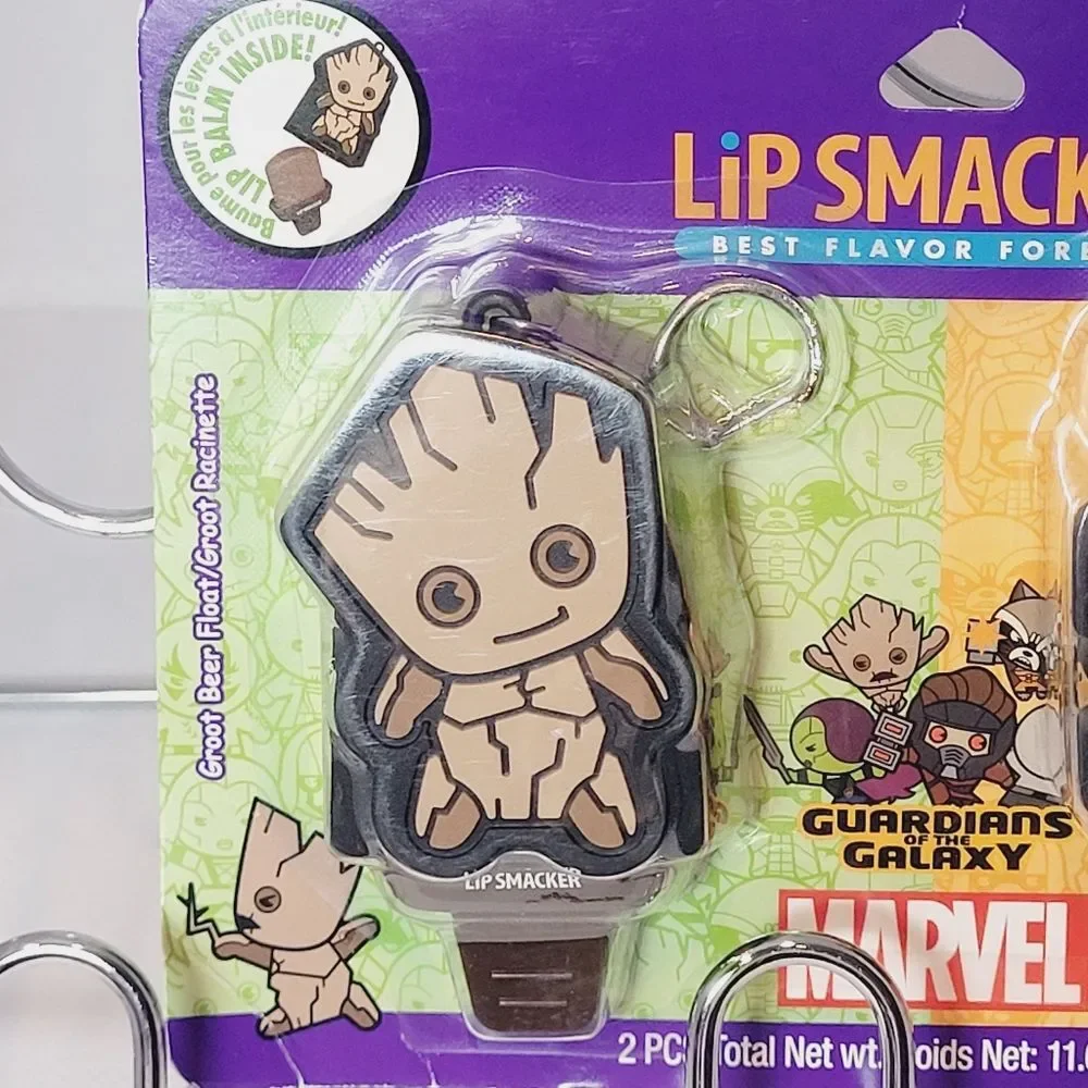 Lip Smacker Guardians of the Galaxy Groot Rocket Lip Balm Key Chain Set New OOS